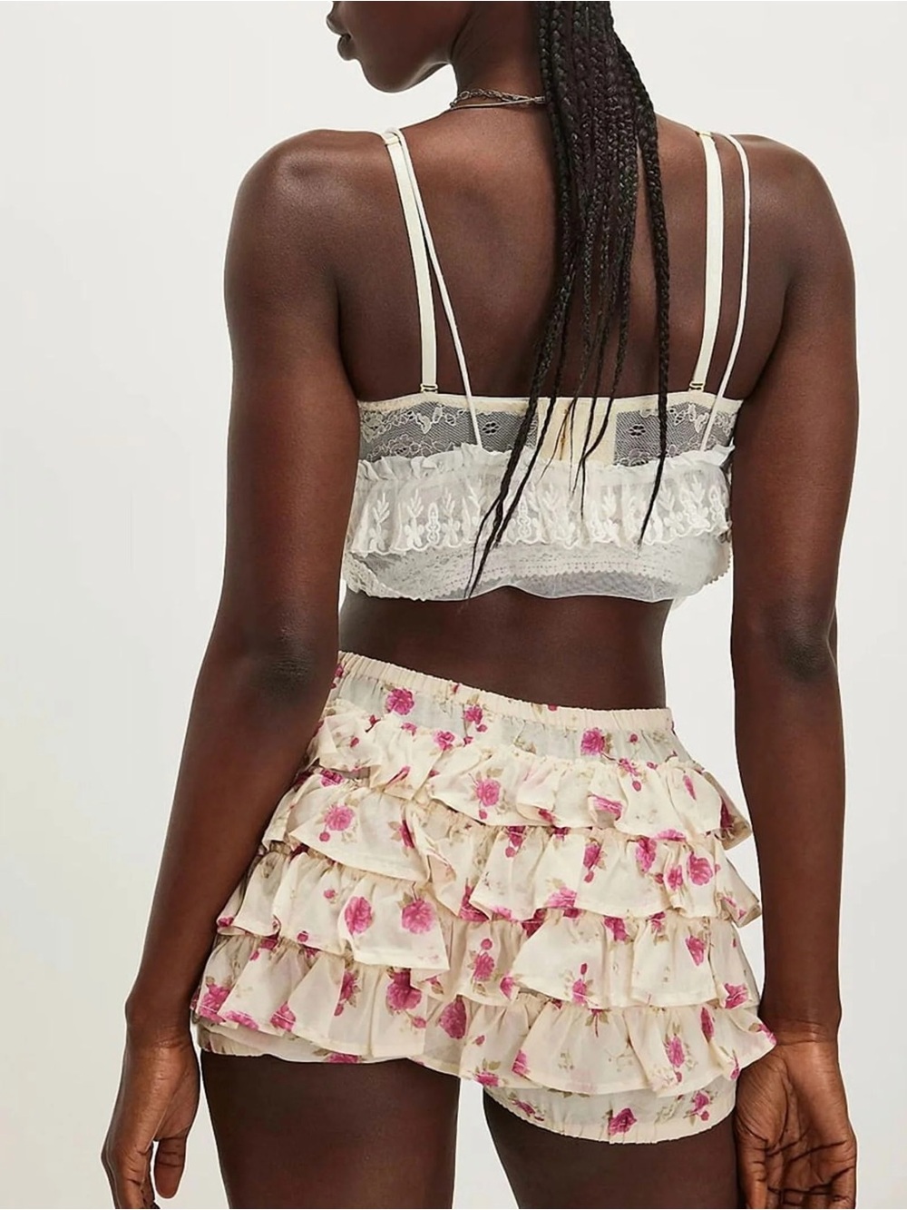 Free People Floral Ruffle Layered Mini Short Small Festie Puffy Bubble Bottom - Picture 2 of 6